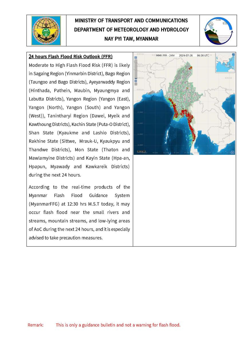 Flash Flood Guidance Bulletin Department Of Meteorology And Hydrology